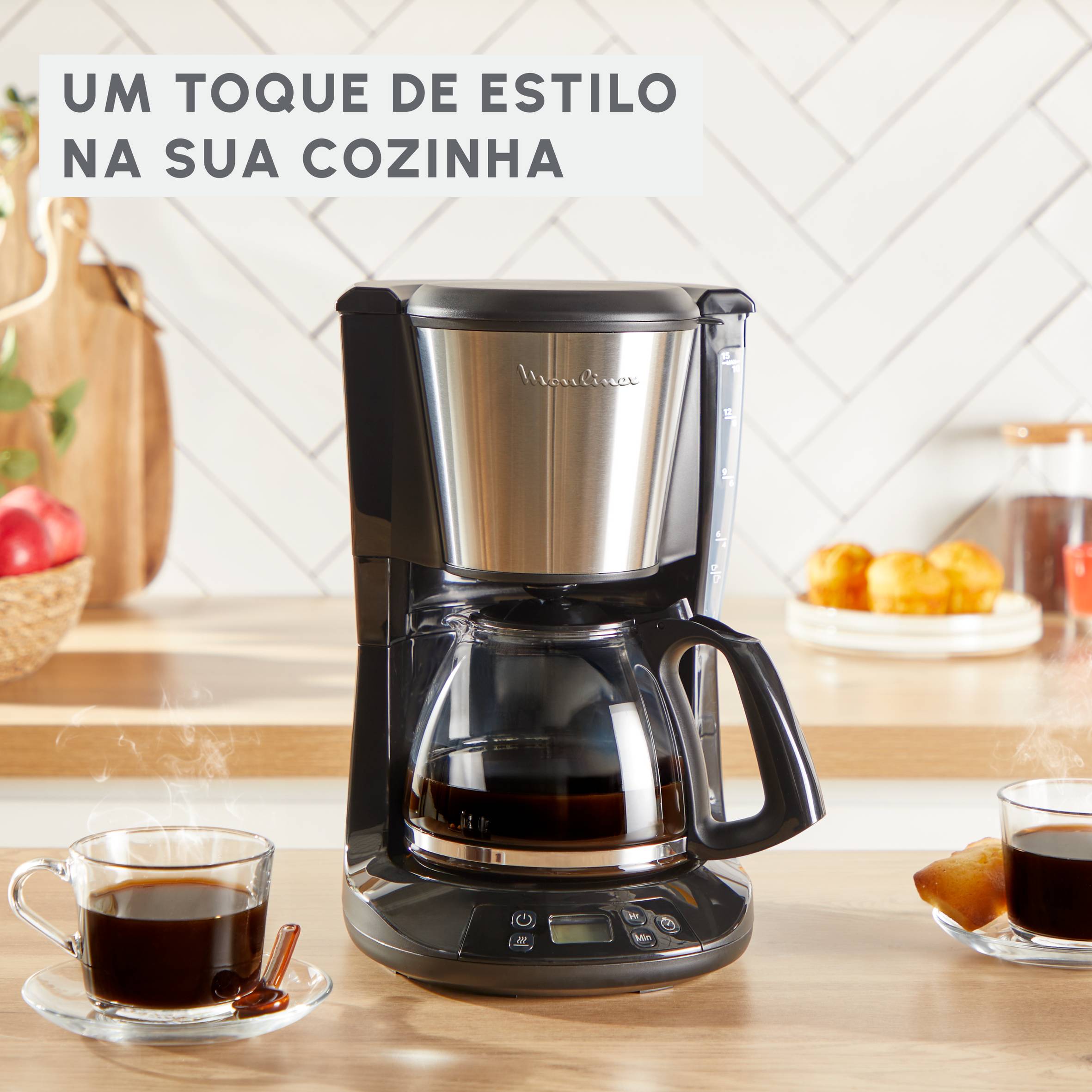 Subito, Cafeteira de Filtro, Função Manter Quente Opcional, Temporizador, Preto e Inox