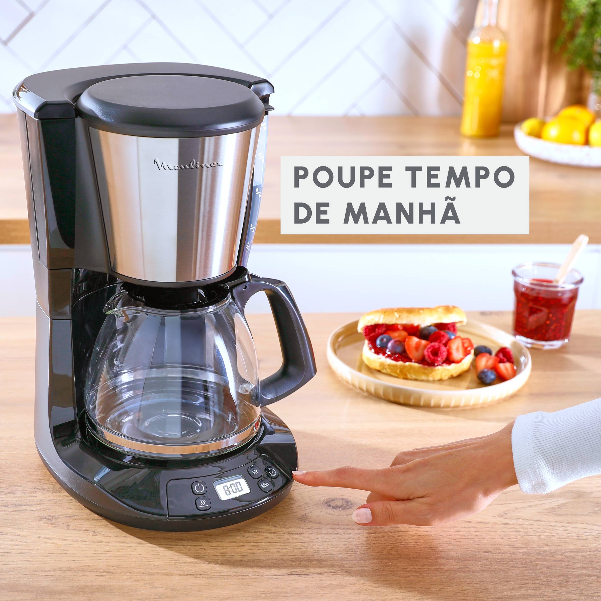 Subito, Cafeteira de Filtro, Função Manter Quente Opcional, Temporizador, Preto e Inox