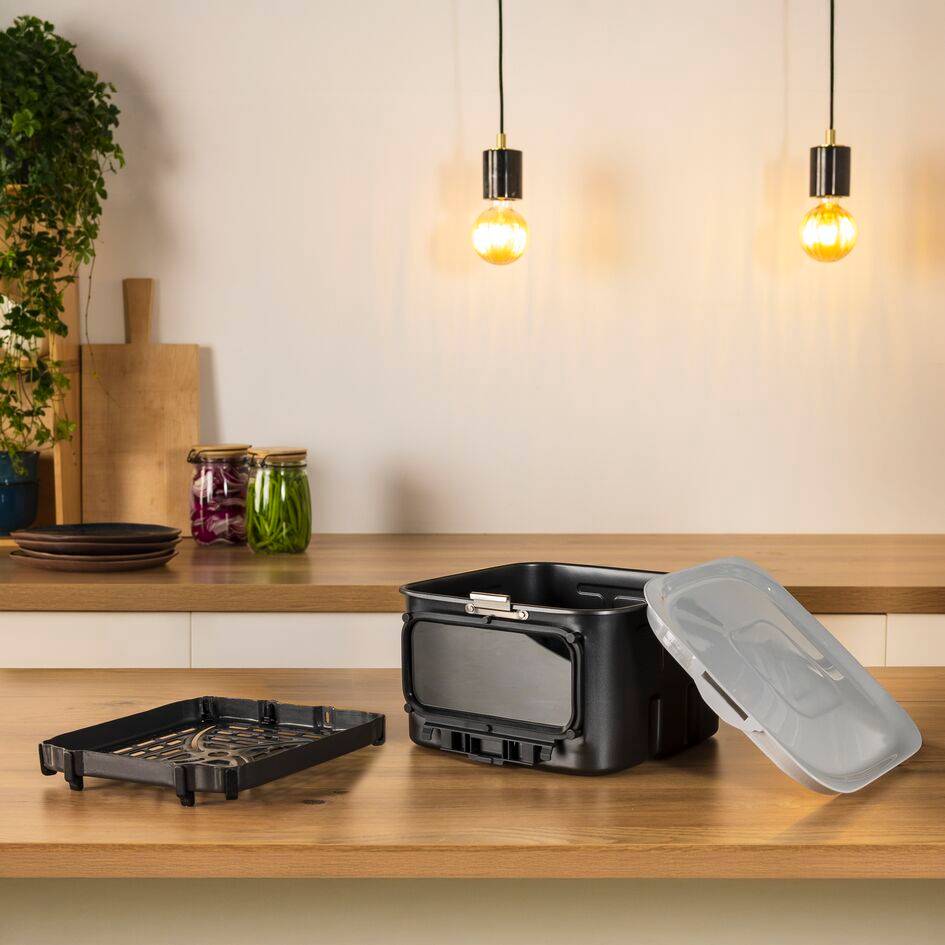 Conjunto de armazenamento Easy Fry Silence 7L Vision, gaveta extra, grelha e tampa