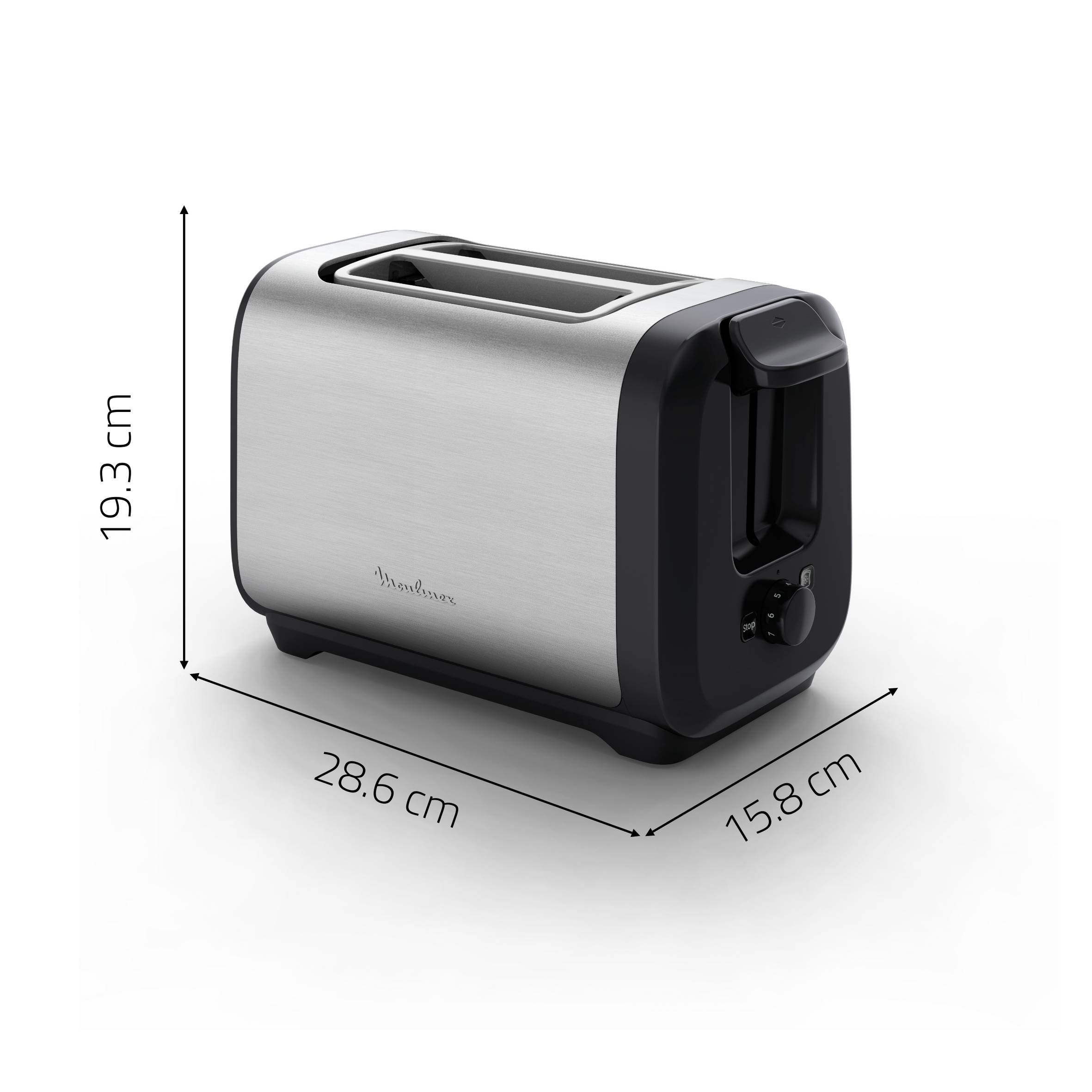 Subito, Torradeira de 2 Fendas, Tostagem Mais Rápida, Eficiência Energética, Preto e Inox