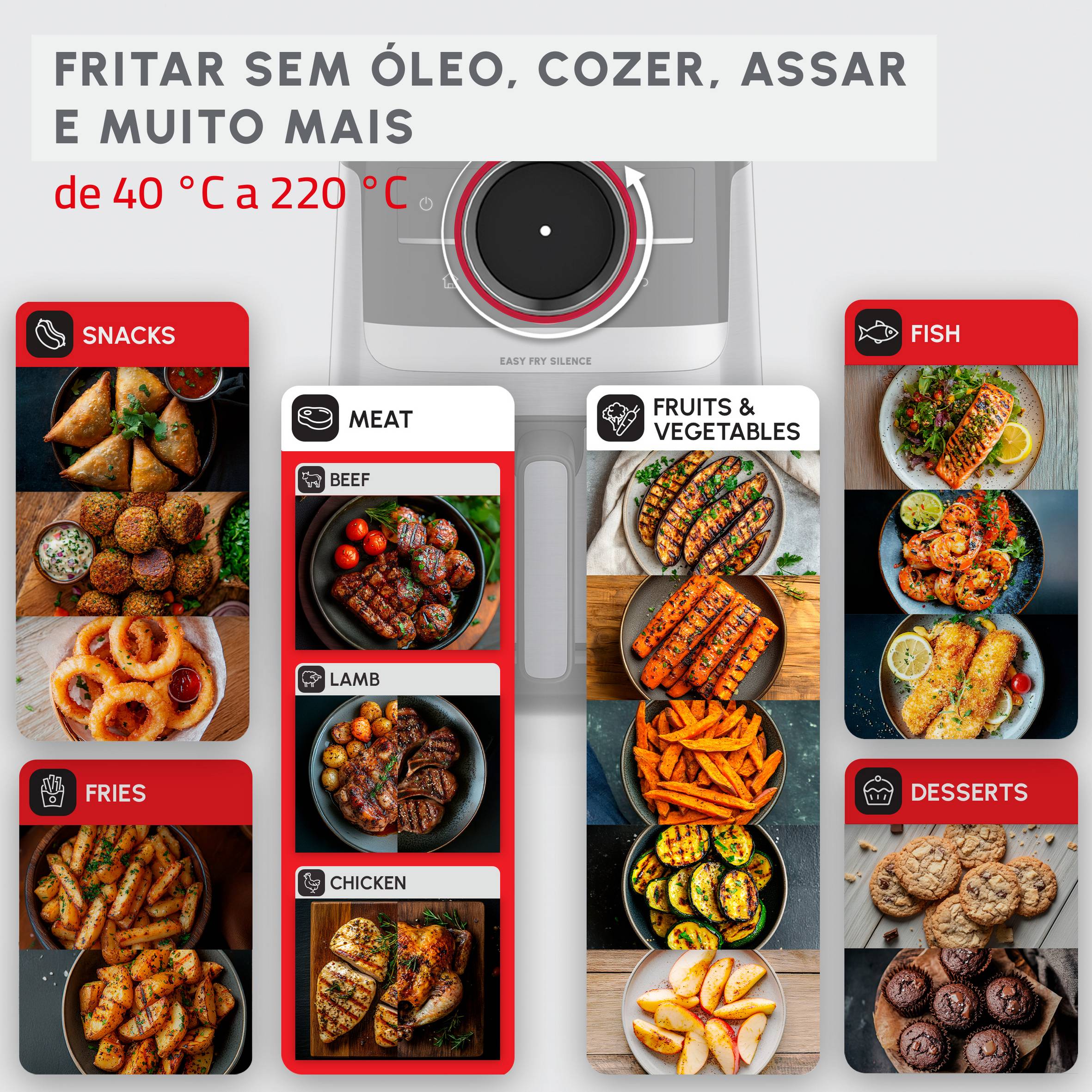 Easy Fry Silence 5 L com Sistema Smart Assist