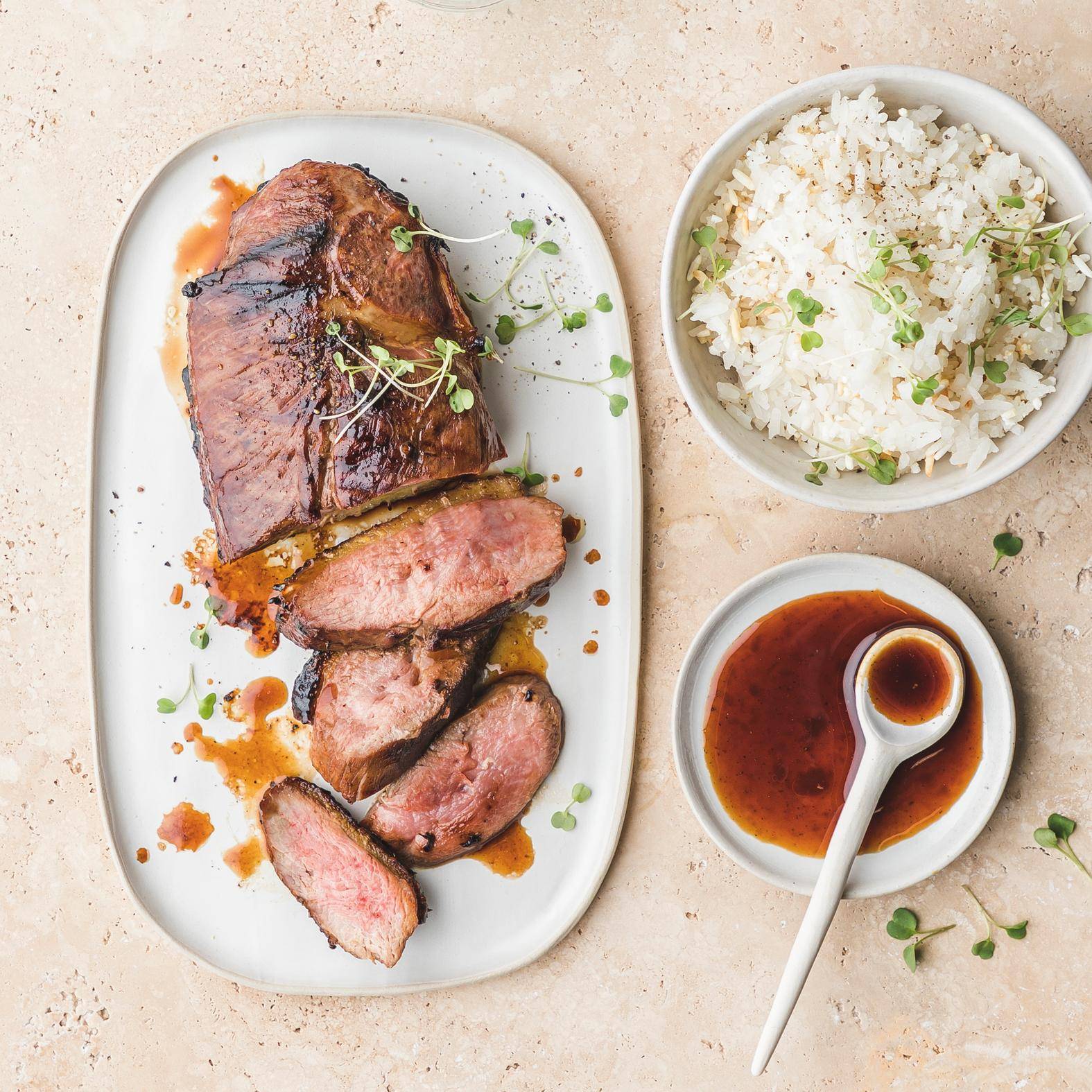 Peito de pato com Barbecue à moda chinesa e arroz branco - Receita Dual EasyFry&Grill | Moulinex