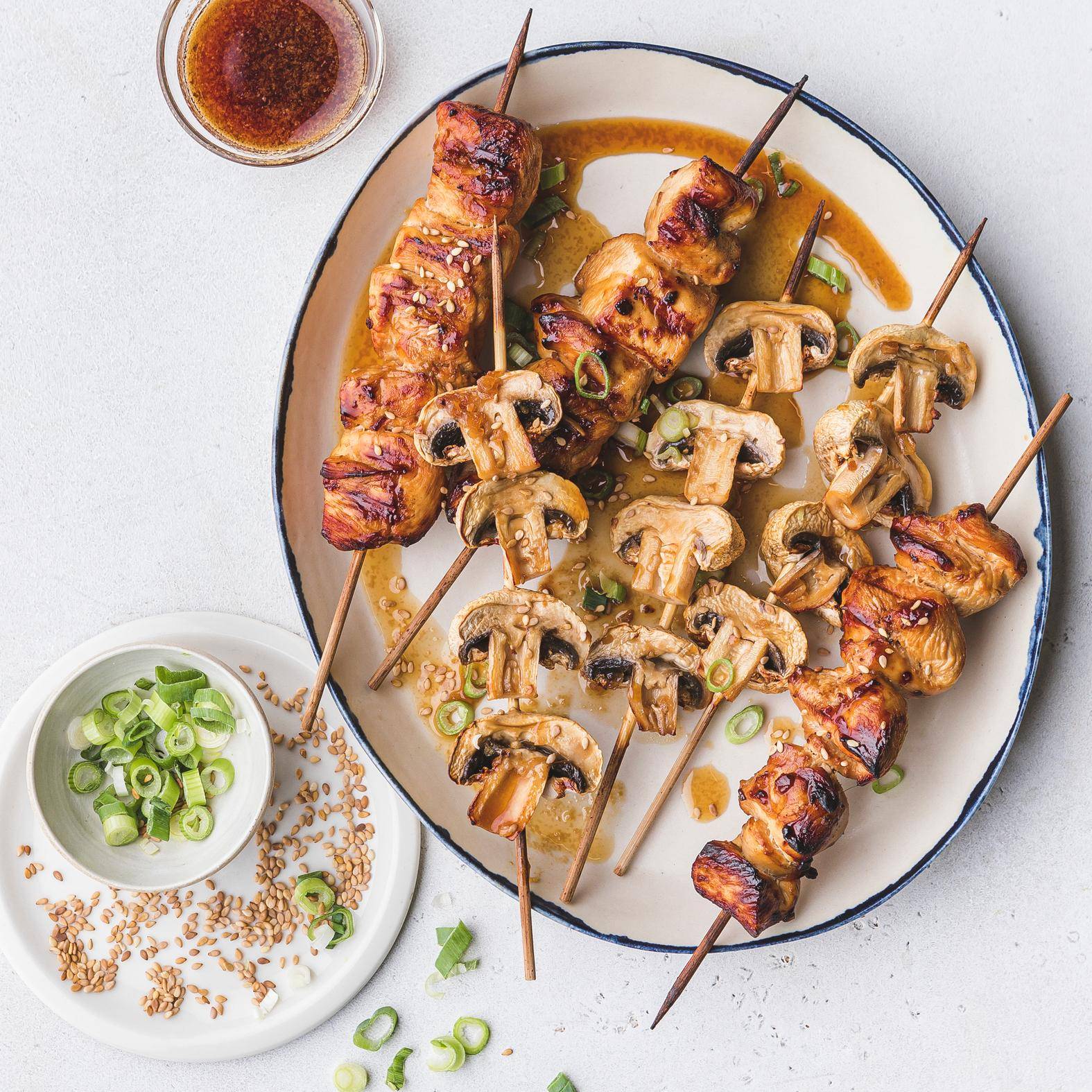 Espetadas de frango e cogumelos yakitori - Receita Dual EasyFry&Grill | Moulinex