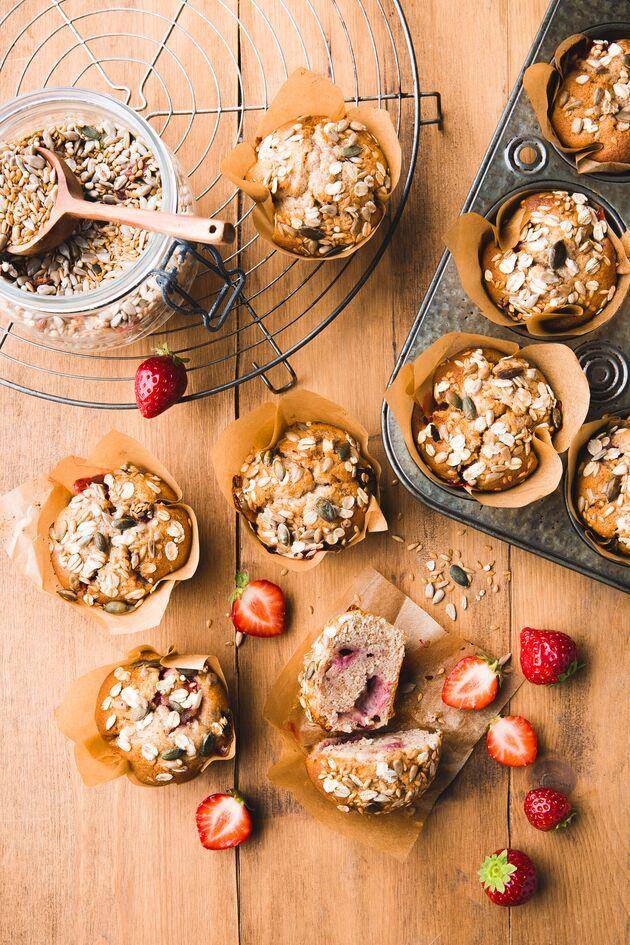 Muffins de morangos e sementes - Receita Perfectmix + | Moulinex