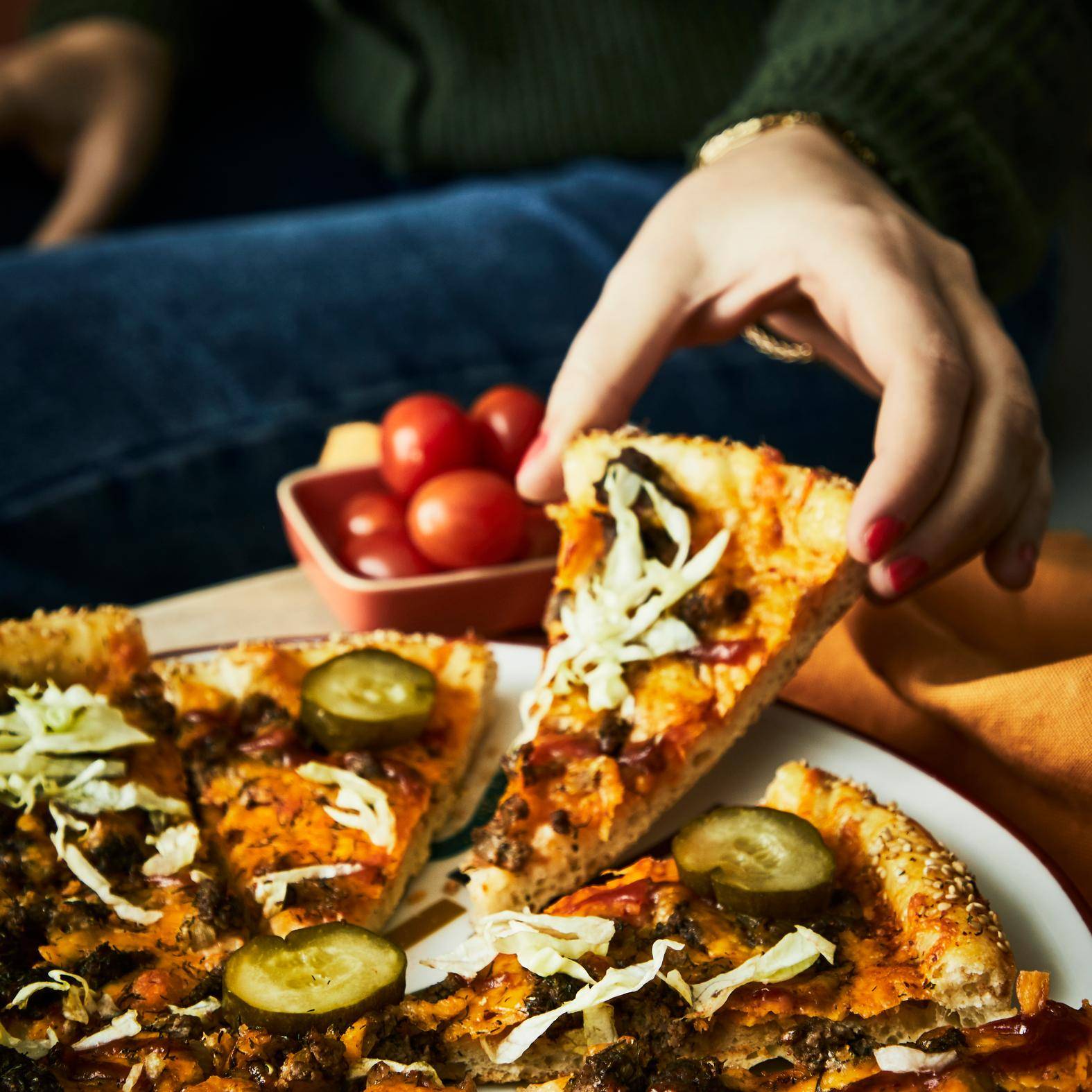 Pizza de hambúrguer com queijo - Receita Easy Fry XL Surface | Moulinex