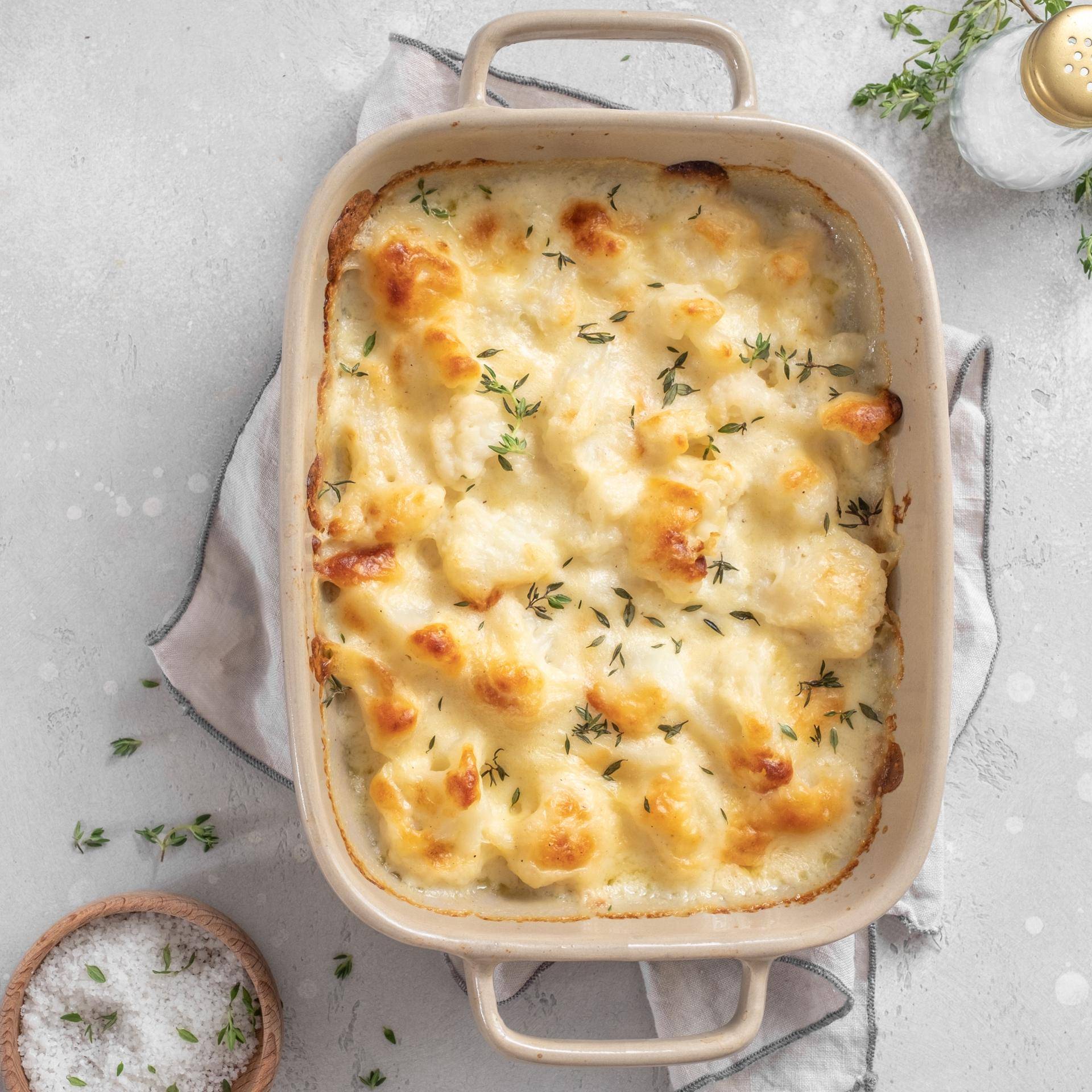 Gratinado de couve-flor com espinafres, pinhões e queijo ricota - Receita undefined | Moulinex