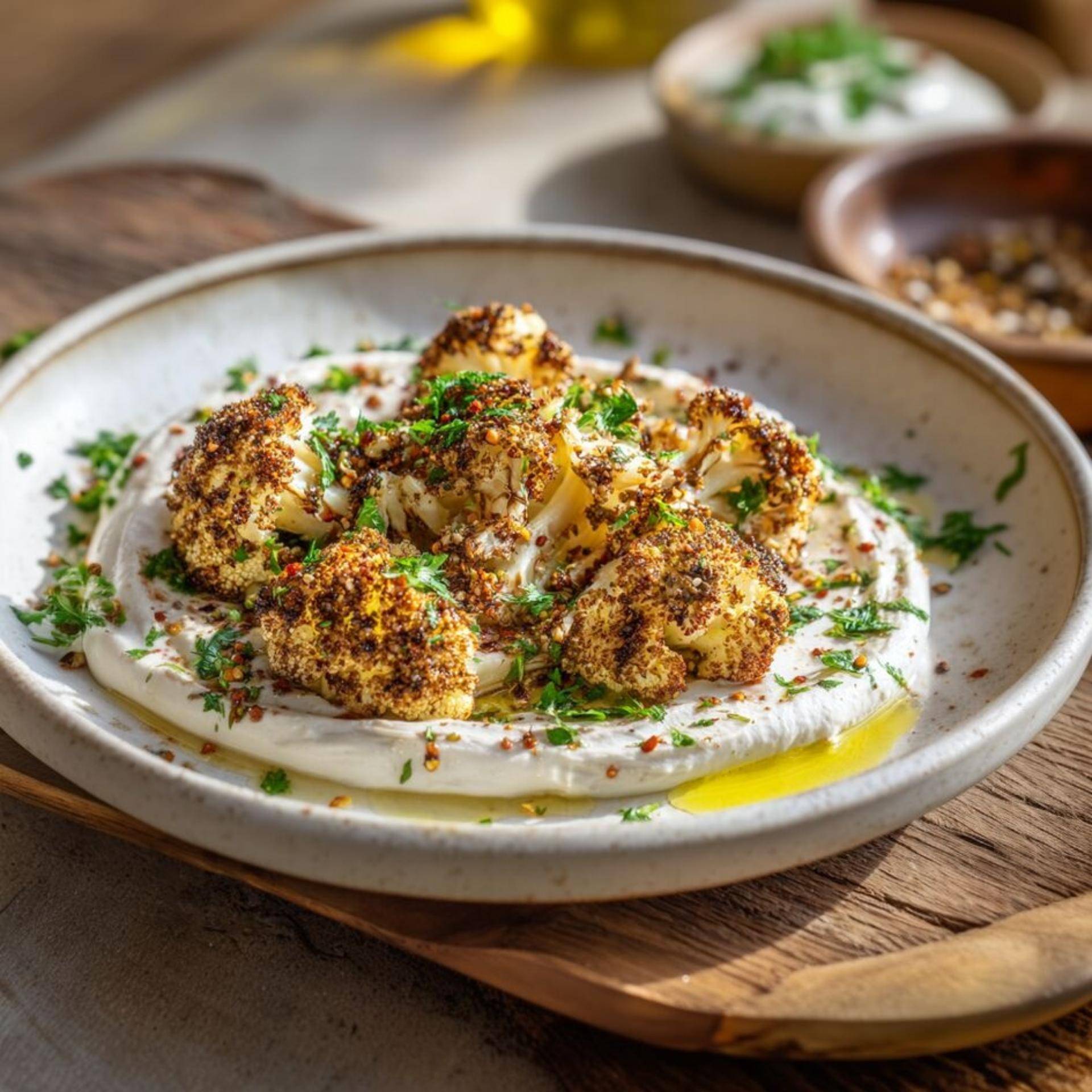 Couve-flor Assada com Zaatar, Molho de Iogurte e Tahini - Receita Companion Connect | Moulinex