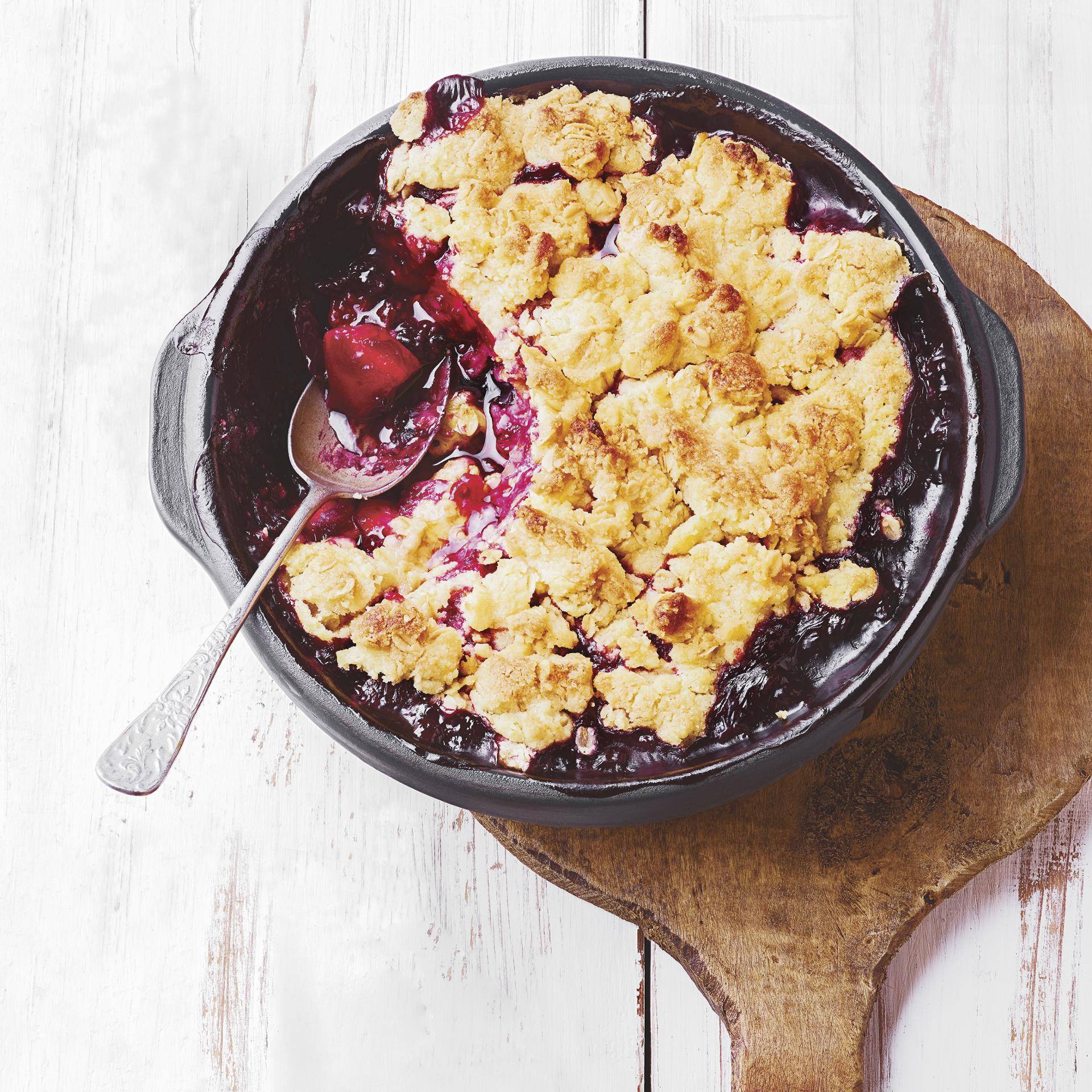 Crumble de mirtilos - Receita Dual EasyFry&Grill | Moulinex