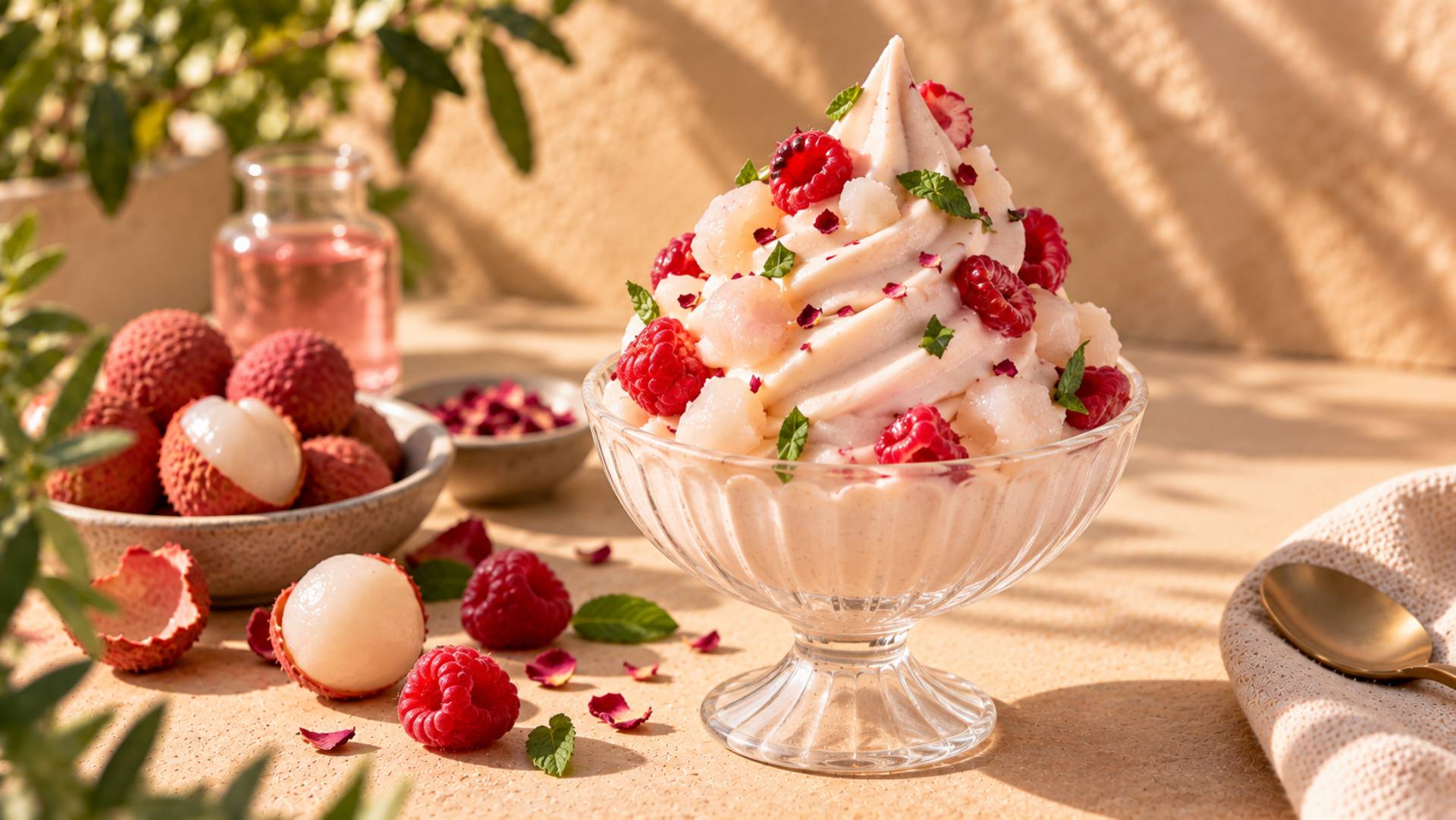 Gelado de lichia e água de rosas - Receita Freezi | Moulinex