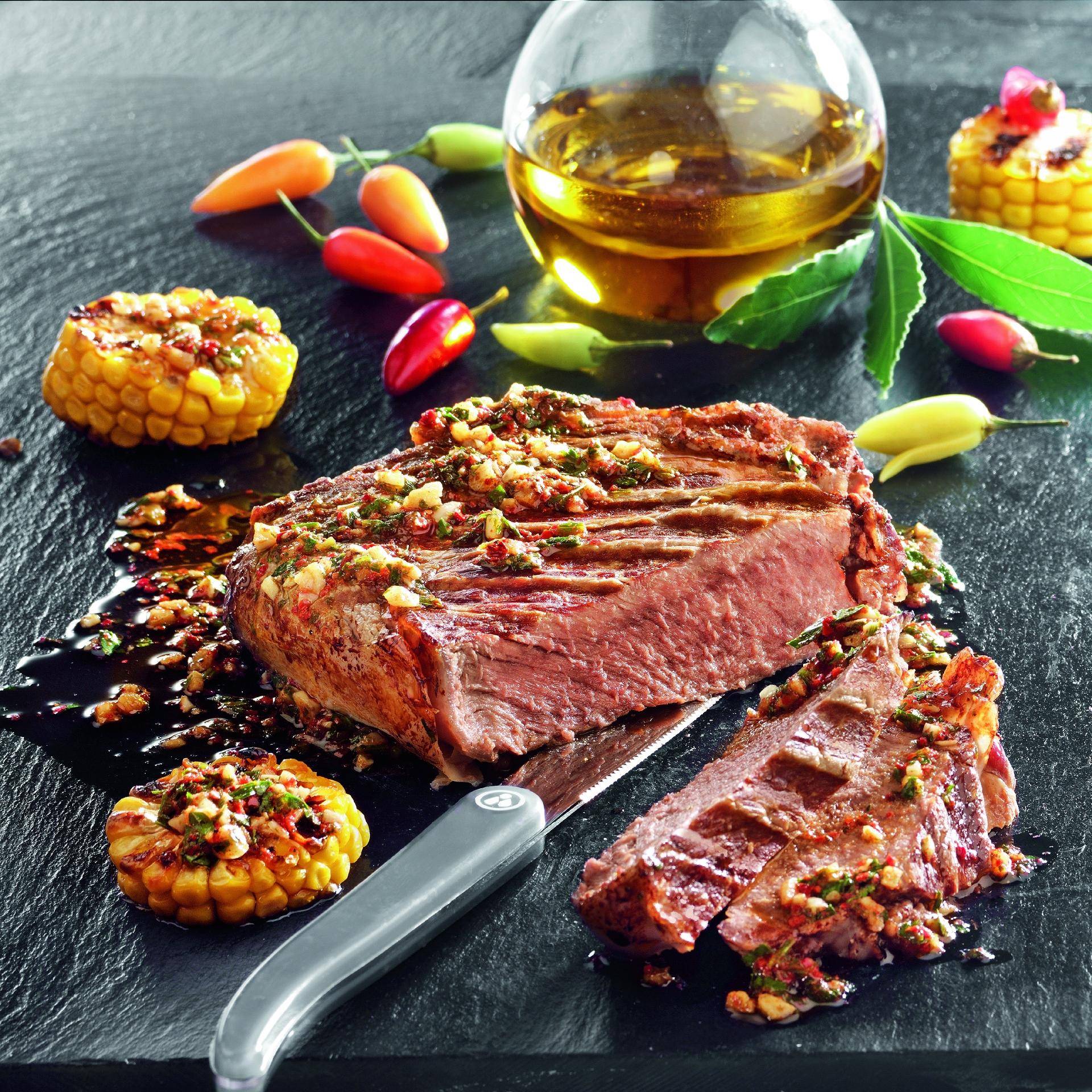 Bife do lombo com molho chimichurri - Receita EASY FRY & GRILL 2 in 1 XXL | Moulinex