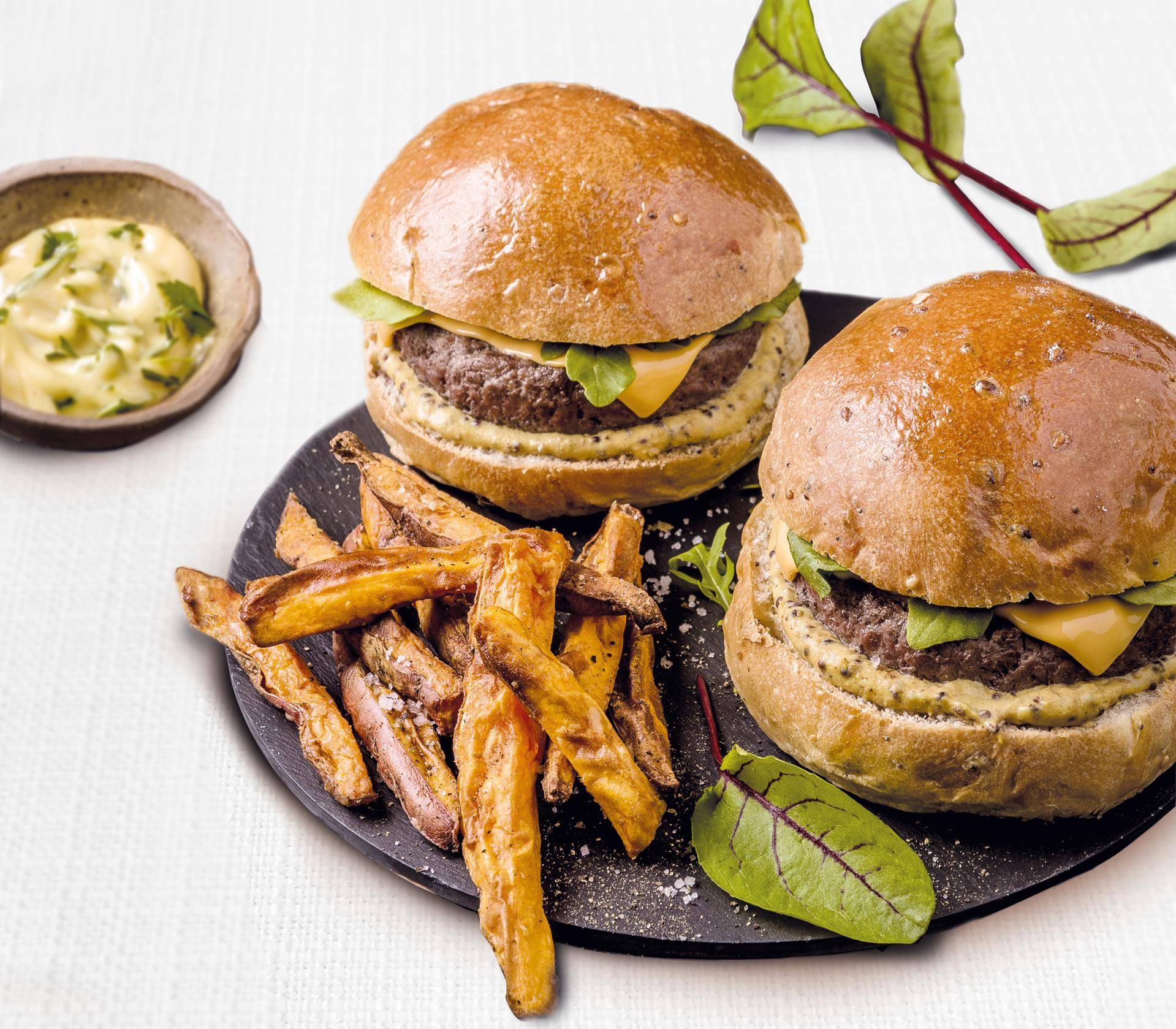 Hambúrguer e batata-doce frita - Receita undefined | Moulinex