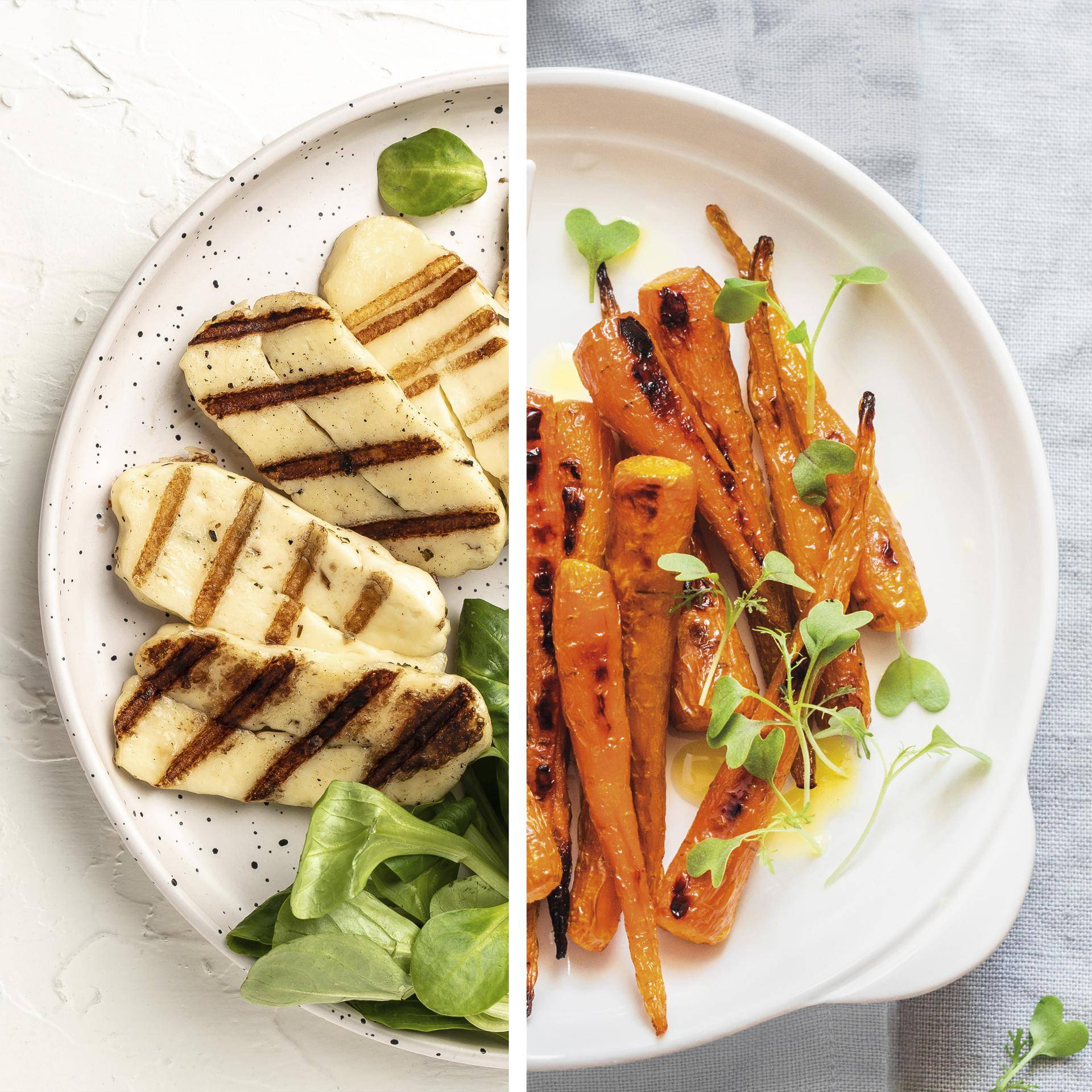 Halloumi grelhado, pistácios e cenouras assadas - Receita Dual EasyFry&Grill | Moulinex