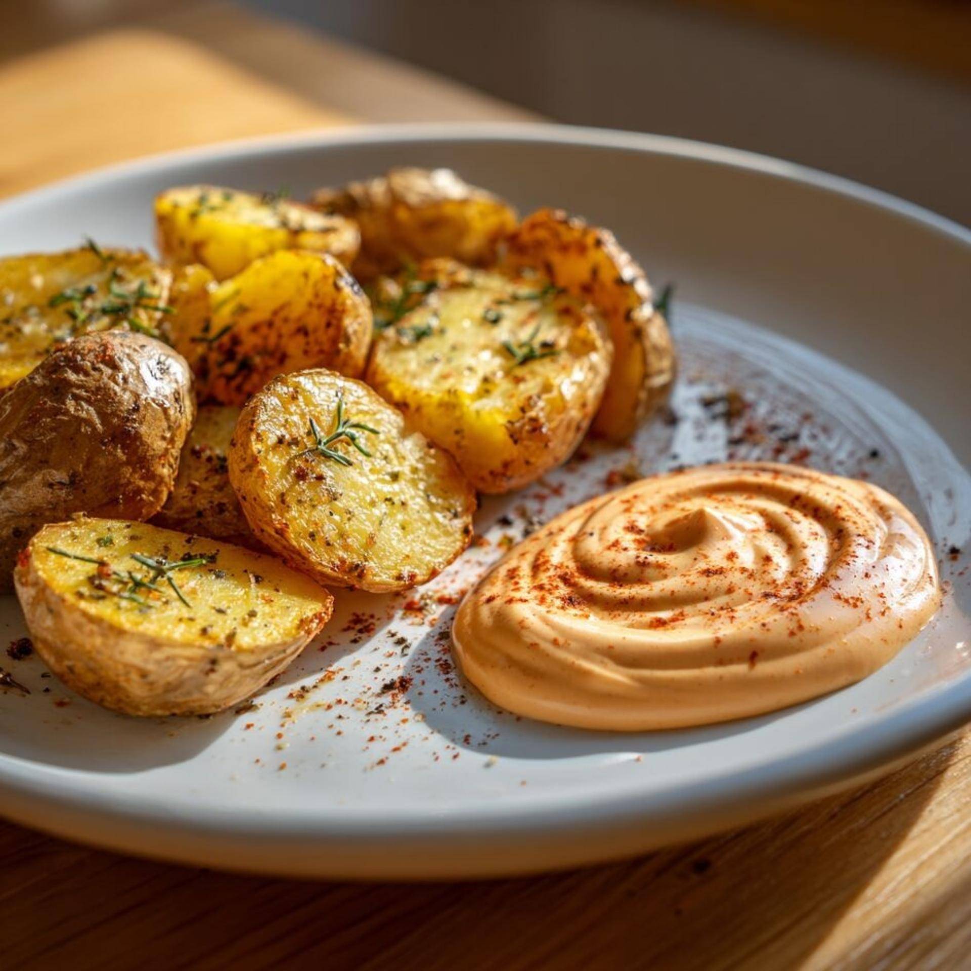 Batatinhas Douradas com Maionese de Sriracha - Receita Companion Connect | Moulinex