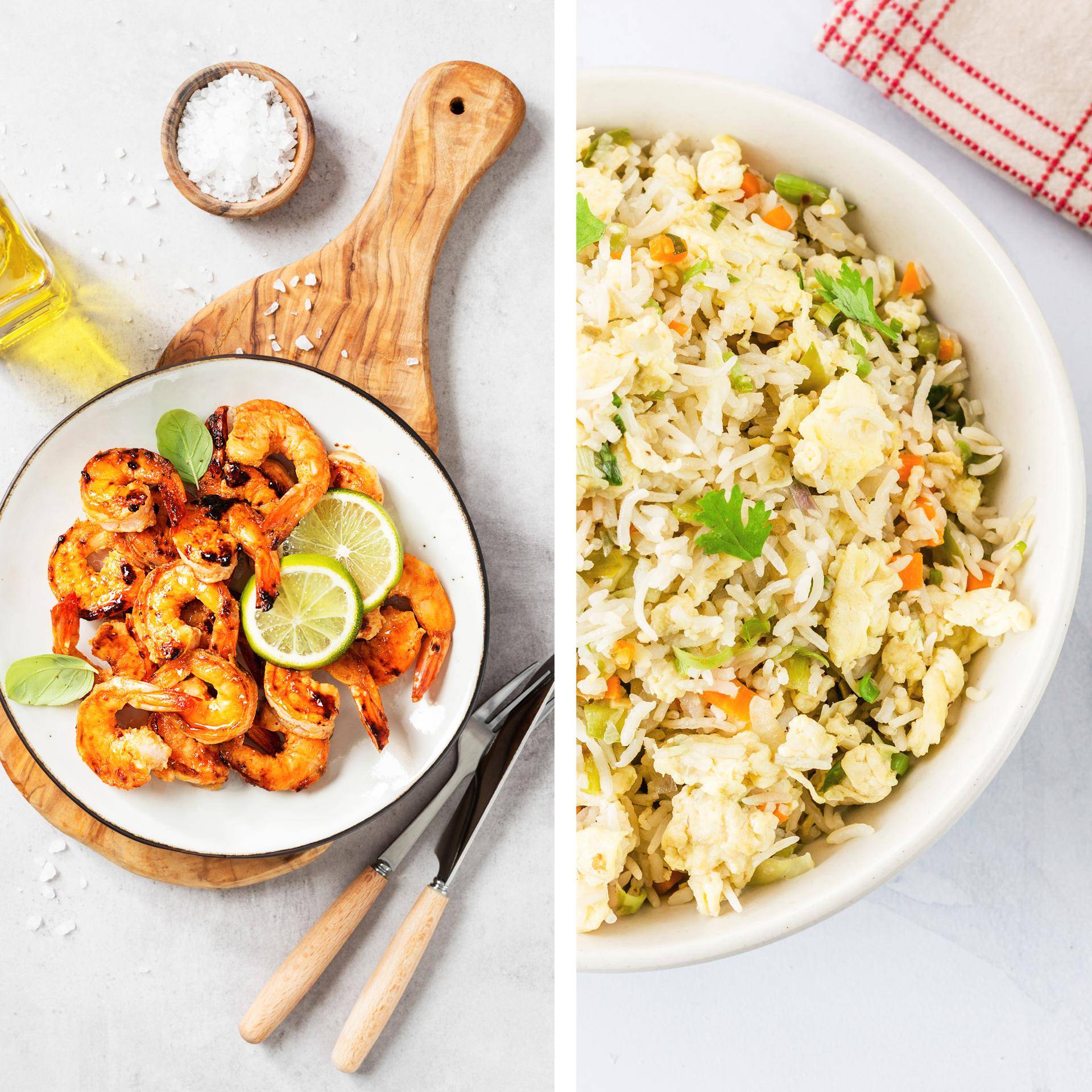 Camarões com mel, sriracha e arroz frito - Receita Dual EasyFry&Grill | Moulinex