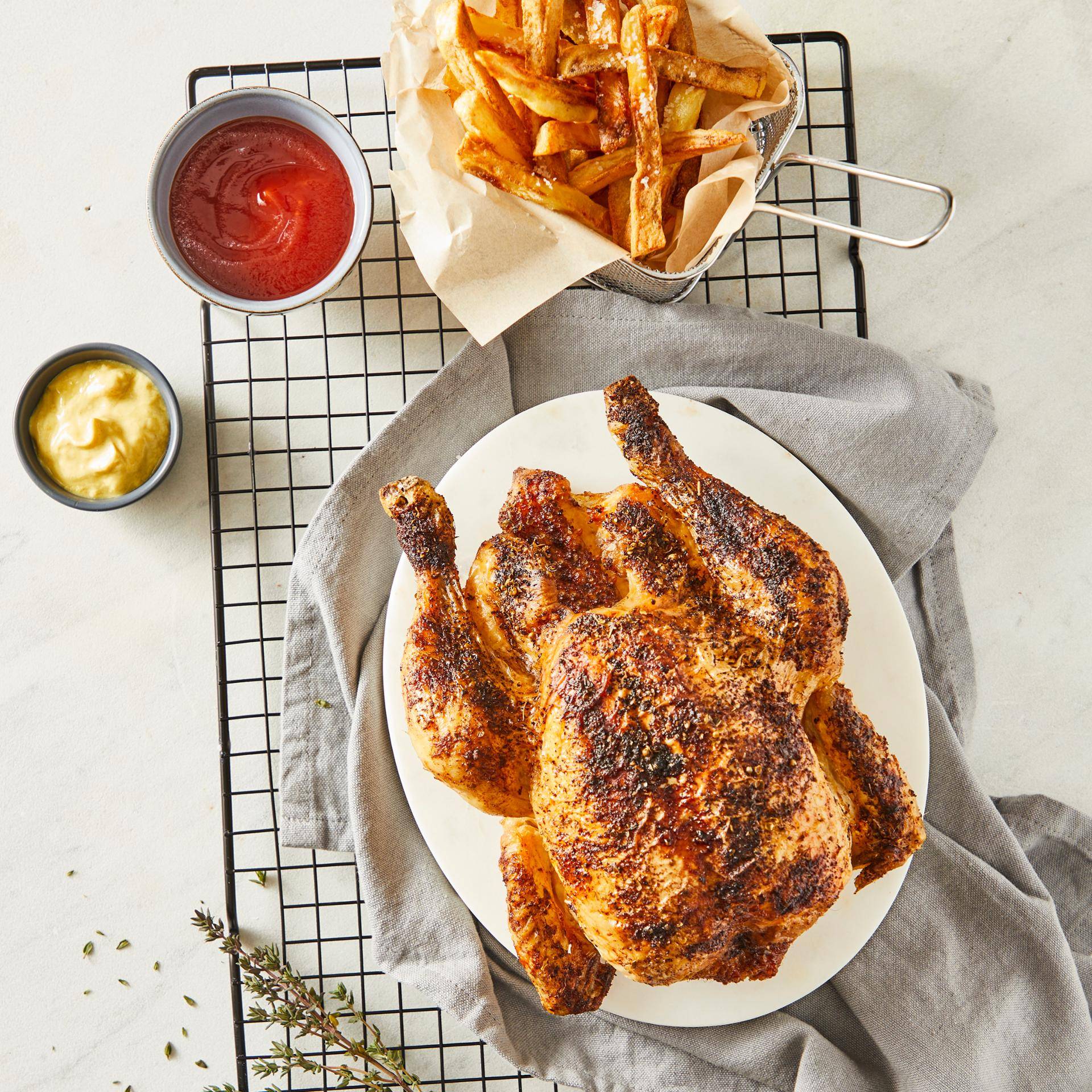 Frango assado com batatas fritas caseiras - Receita Dual EasyFry&Grill | Moulinex