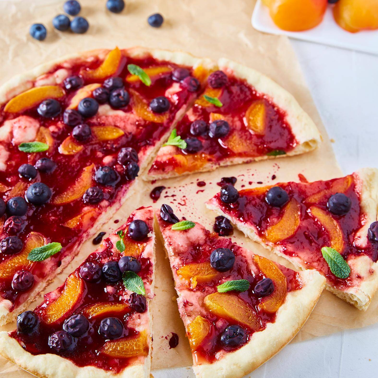 Pizza doce de alperce e mirtilo - Receita Easy Fry XL Surface | Moulinex