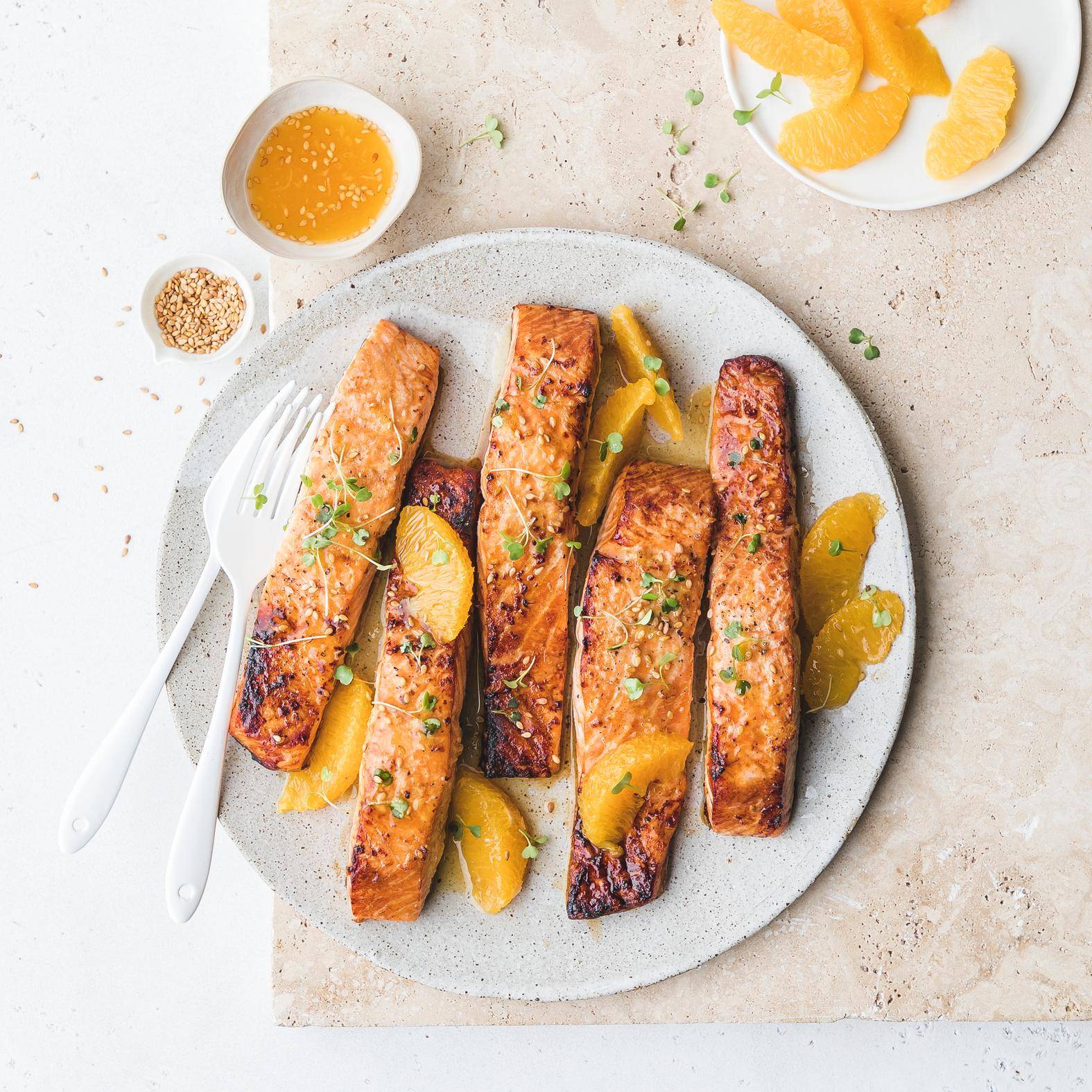 Salmão com laranja caramelizada - Receita Dual EasyFry&Grill | Moulinex