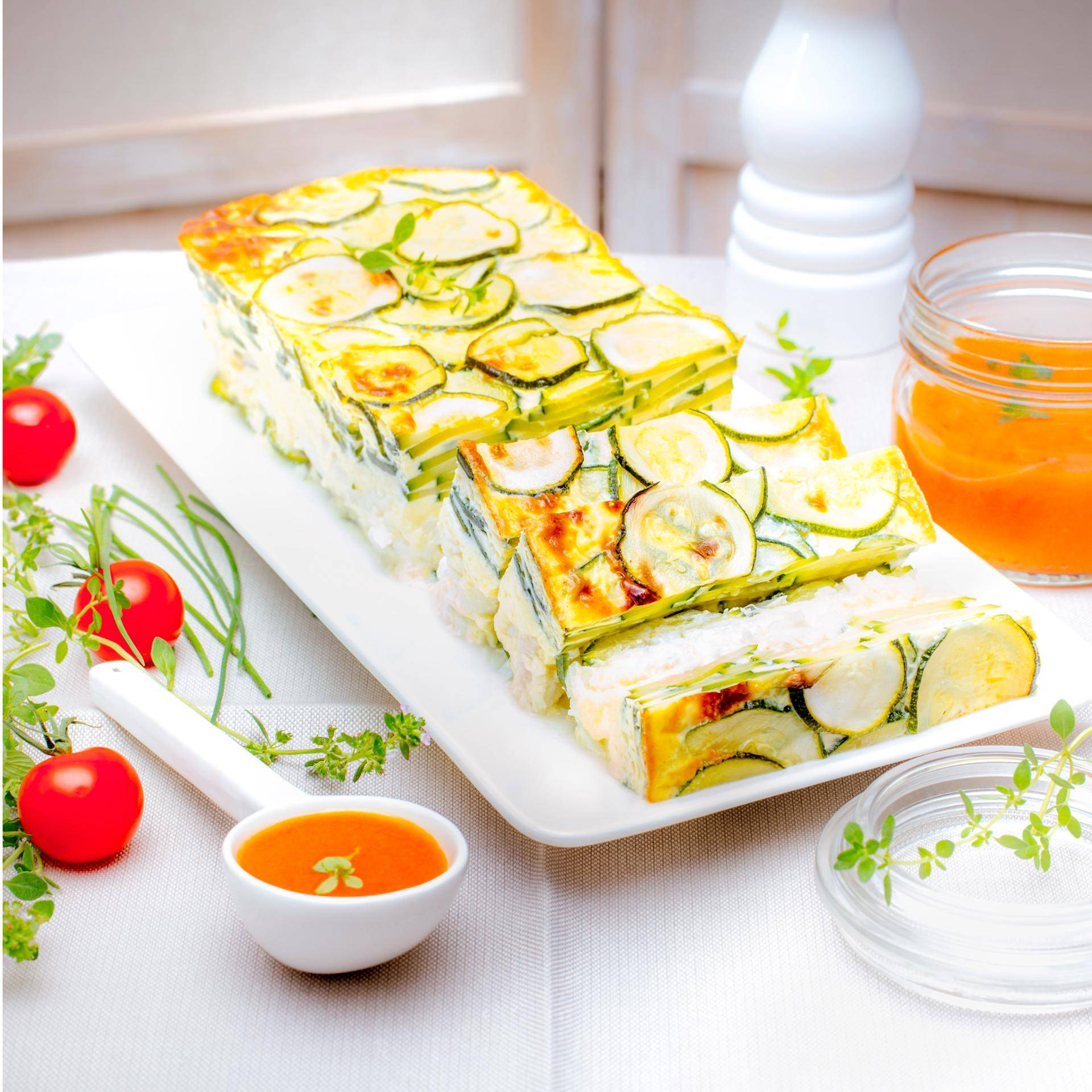 Milfolhas de curgete, bacalhau e mozzarella - Receita Companion | Moulinex