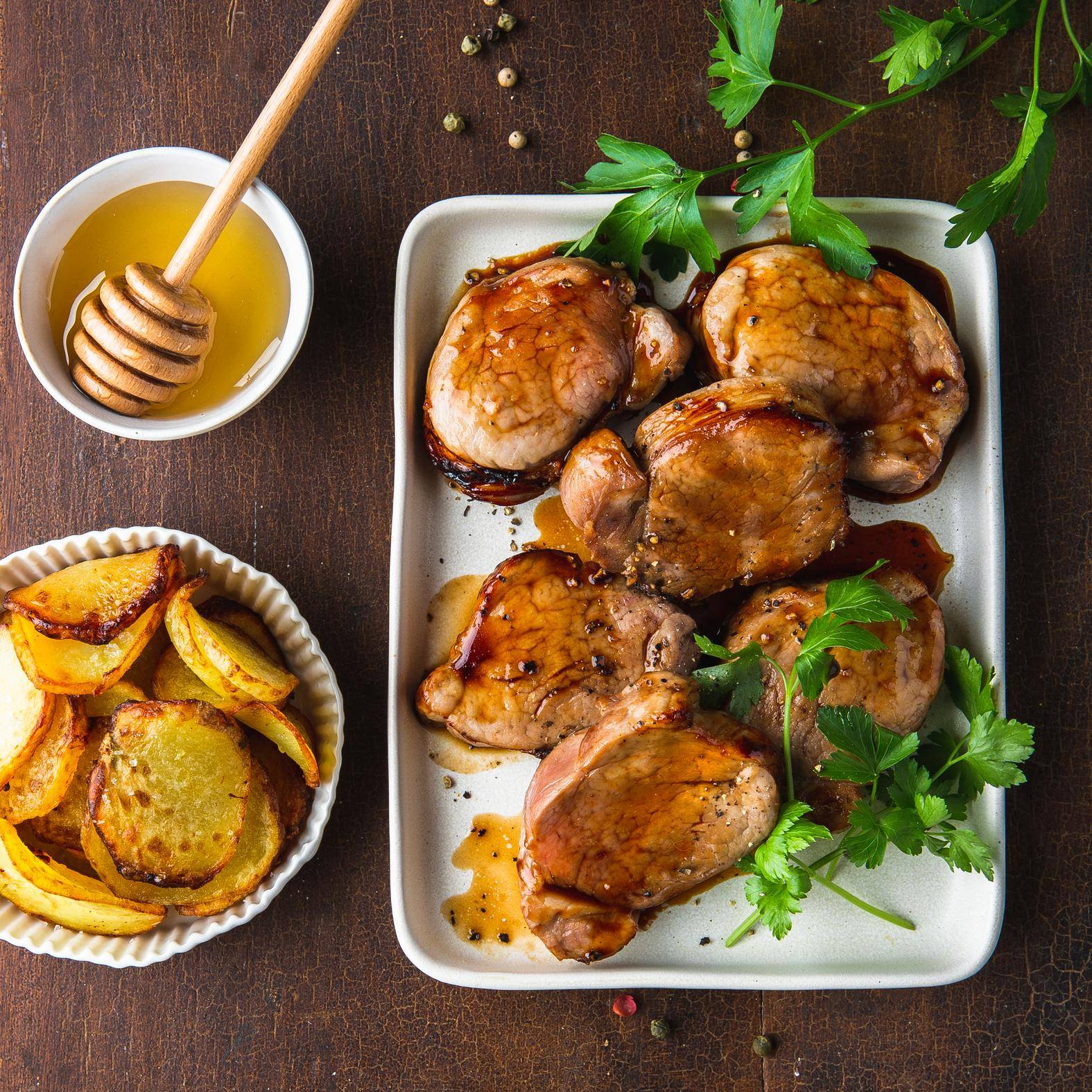 Lombinho de porco com mel e batatas à Sarladaise - Receita EASY FRY OVEN & GRILL 9 in 1 | Moulinex