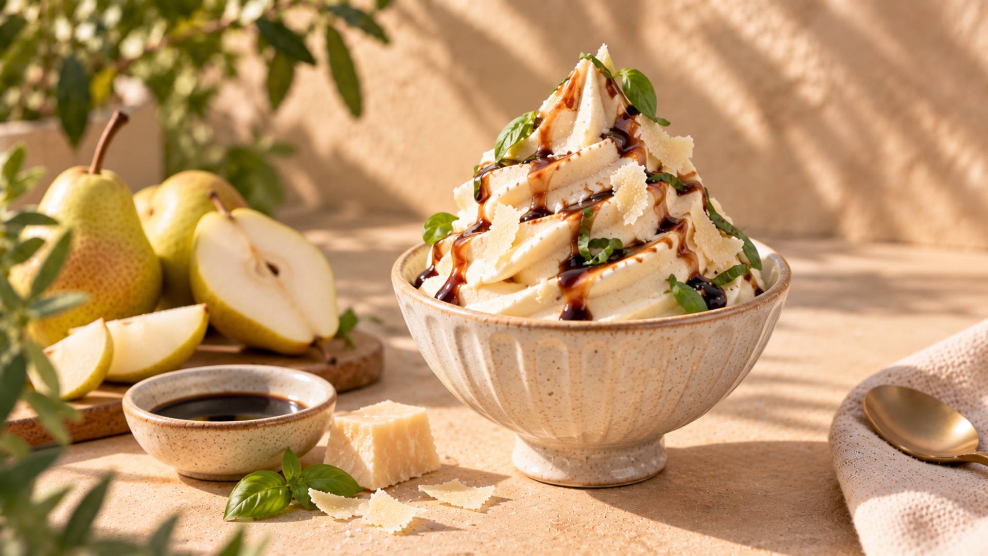 Gelado surpreendente de pera e parmesão - Receita Freezi | Moulinex
