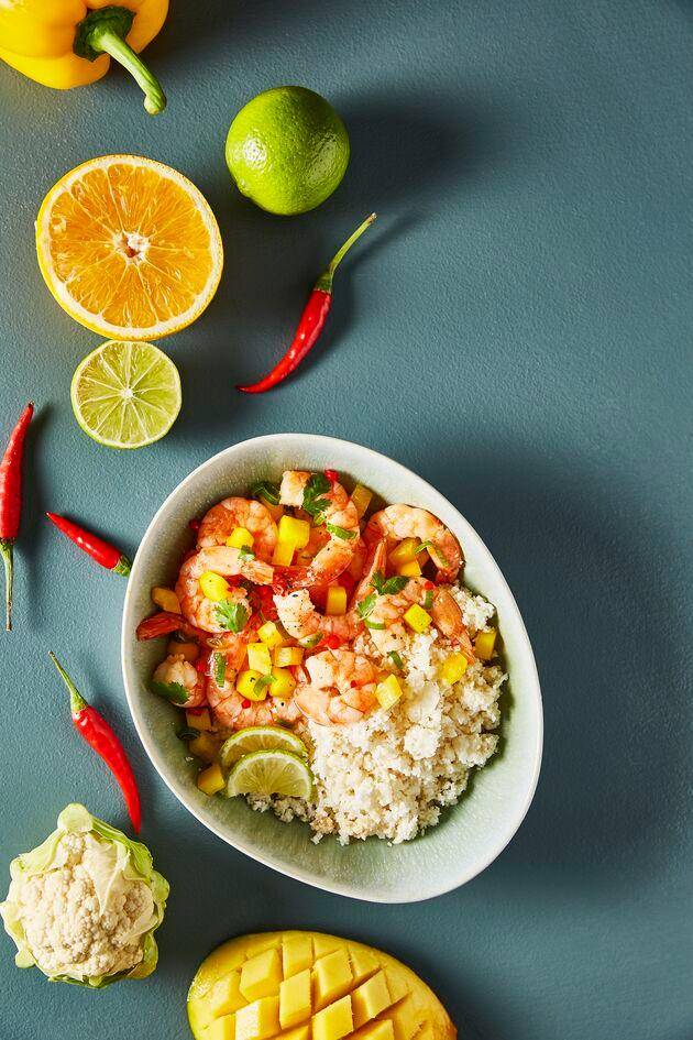Gambas com manga e arroz de couve-flor - Receita Perfectmix + | Moulinex