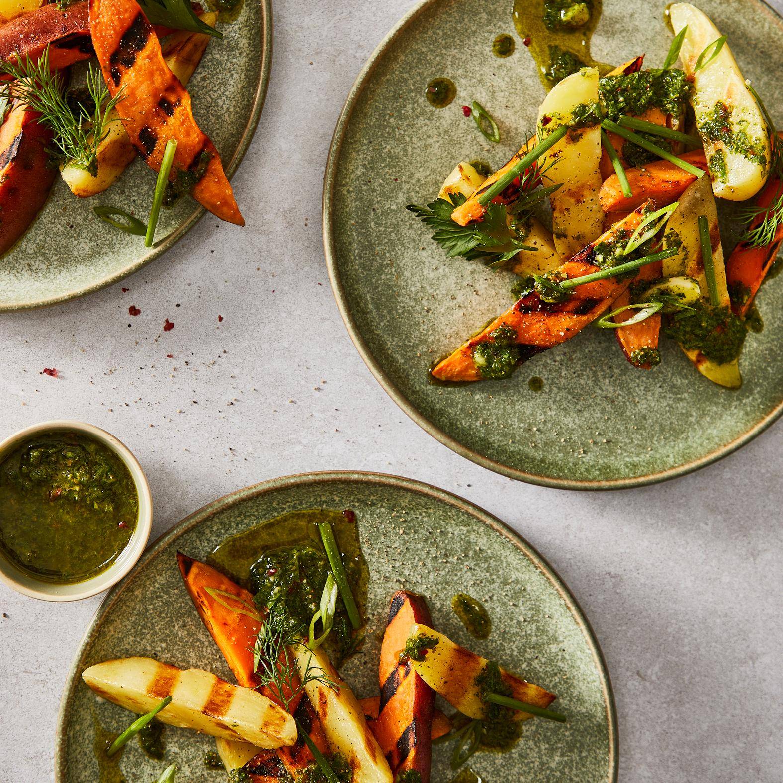 Salada de batata grelhada com molho chimichurri - Receita OptiGrill 4in1 | Moulinex