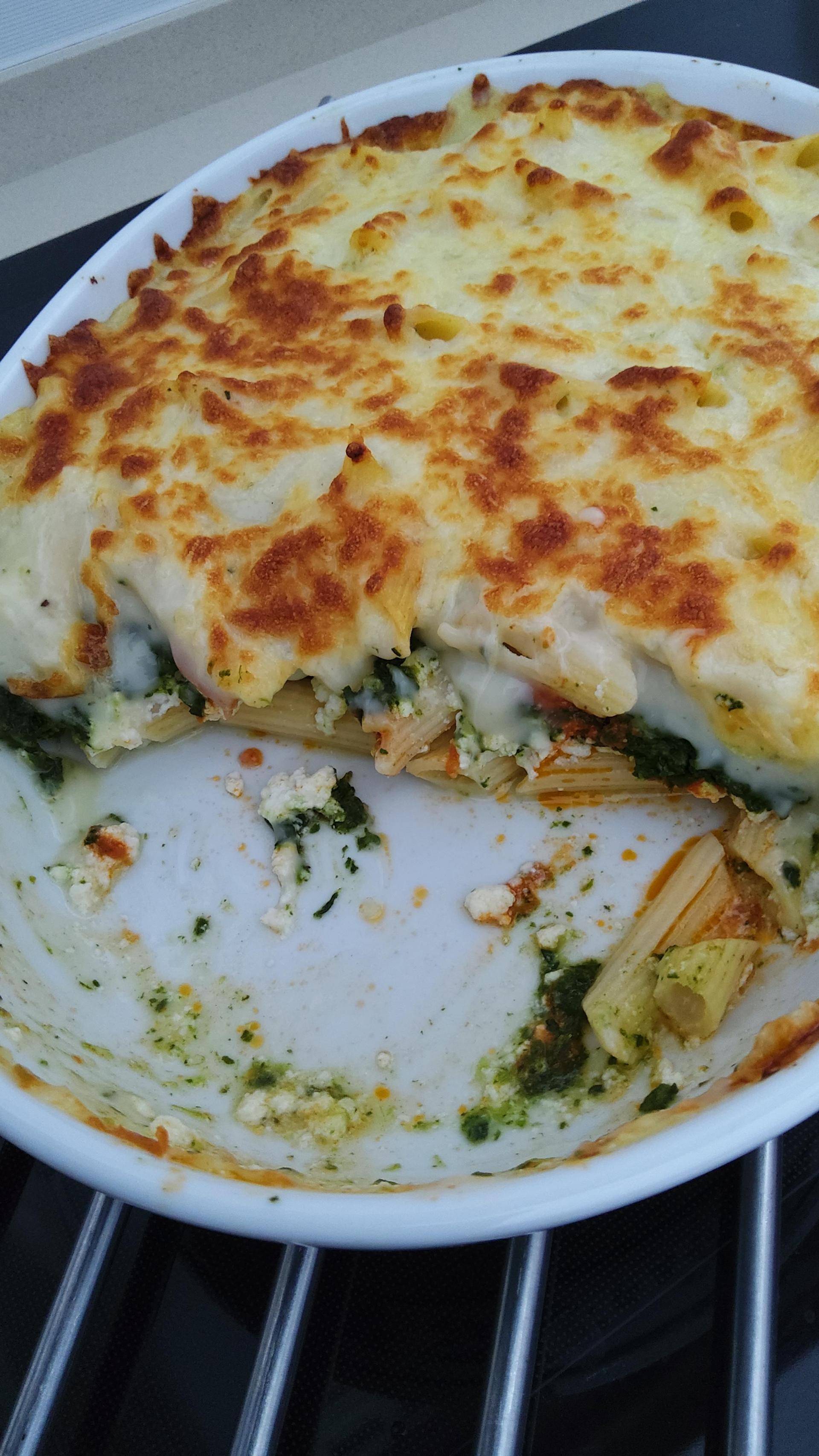 Massa gratinada com espinafres - Receita Companion Connect XL | Moulinex