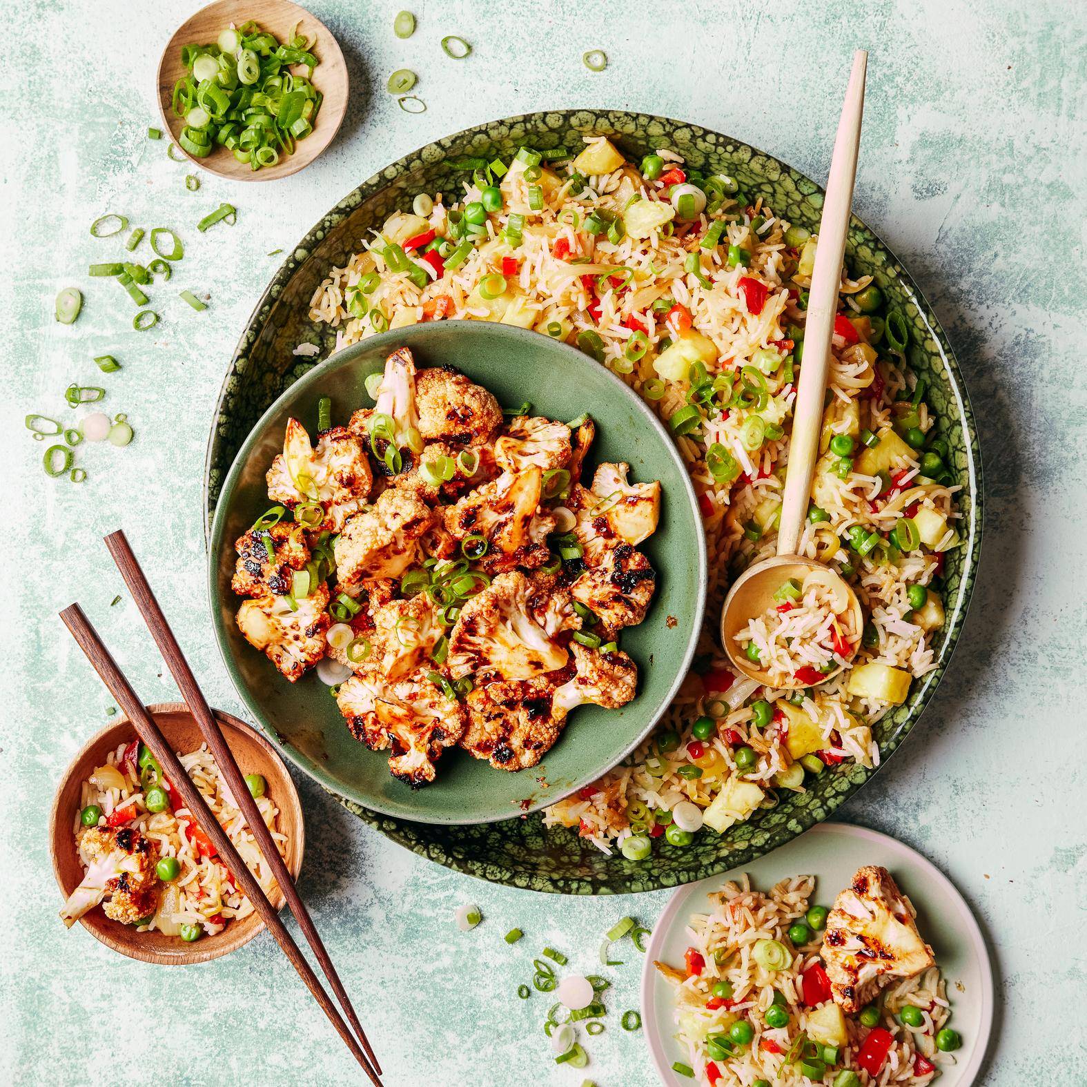 Couve-flor grelhada e arroz salteado com ananás - Receita OptiGrill 2in1 | Moulinex