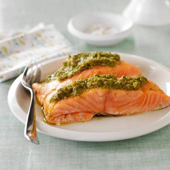 Posta de salmão com pesto - Receita Companion | Moulinex