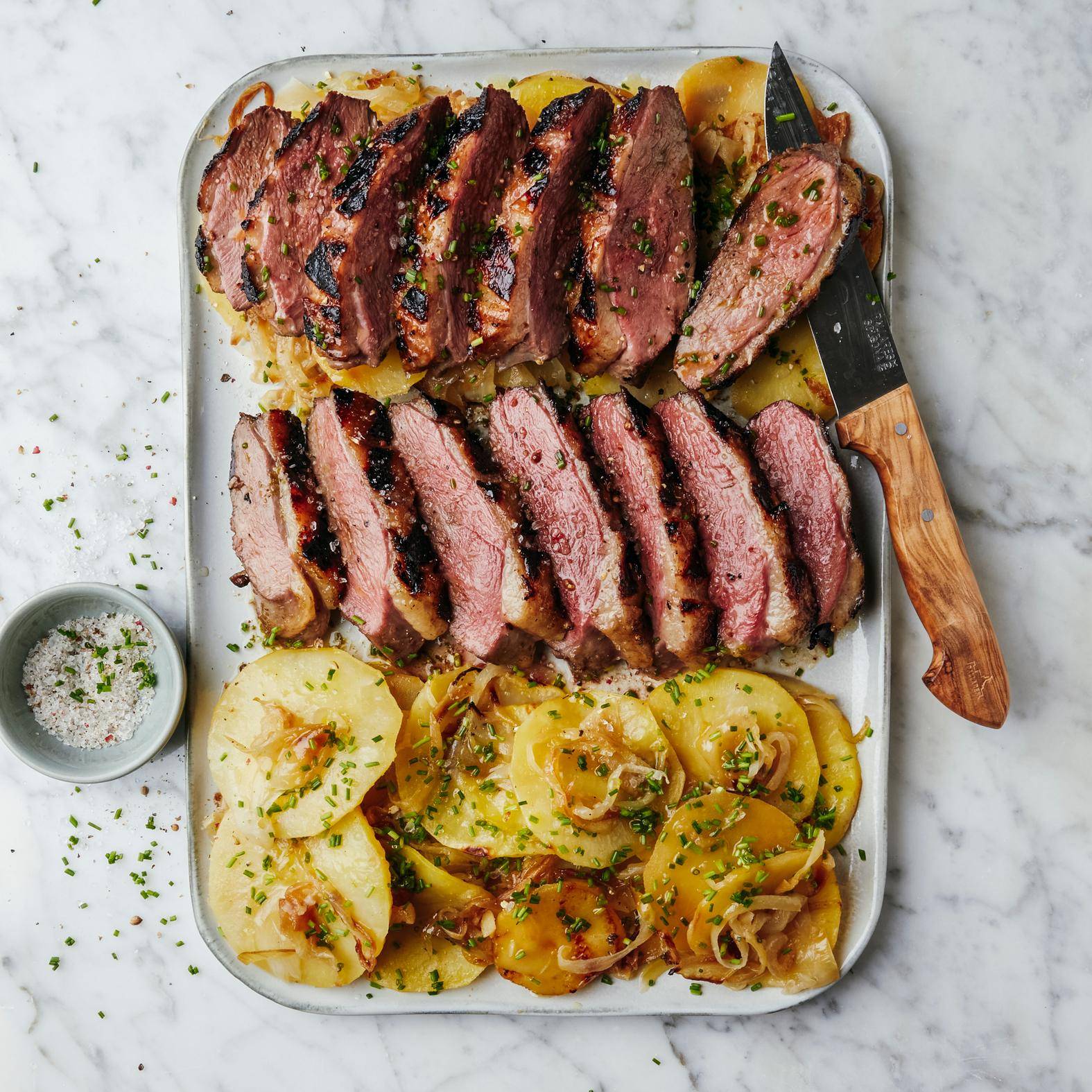 Magret de pato grelhado com xarope de ácer e batatas - Receita OptiGrill 2in1 | Moulinex
