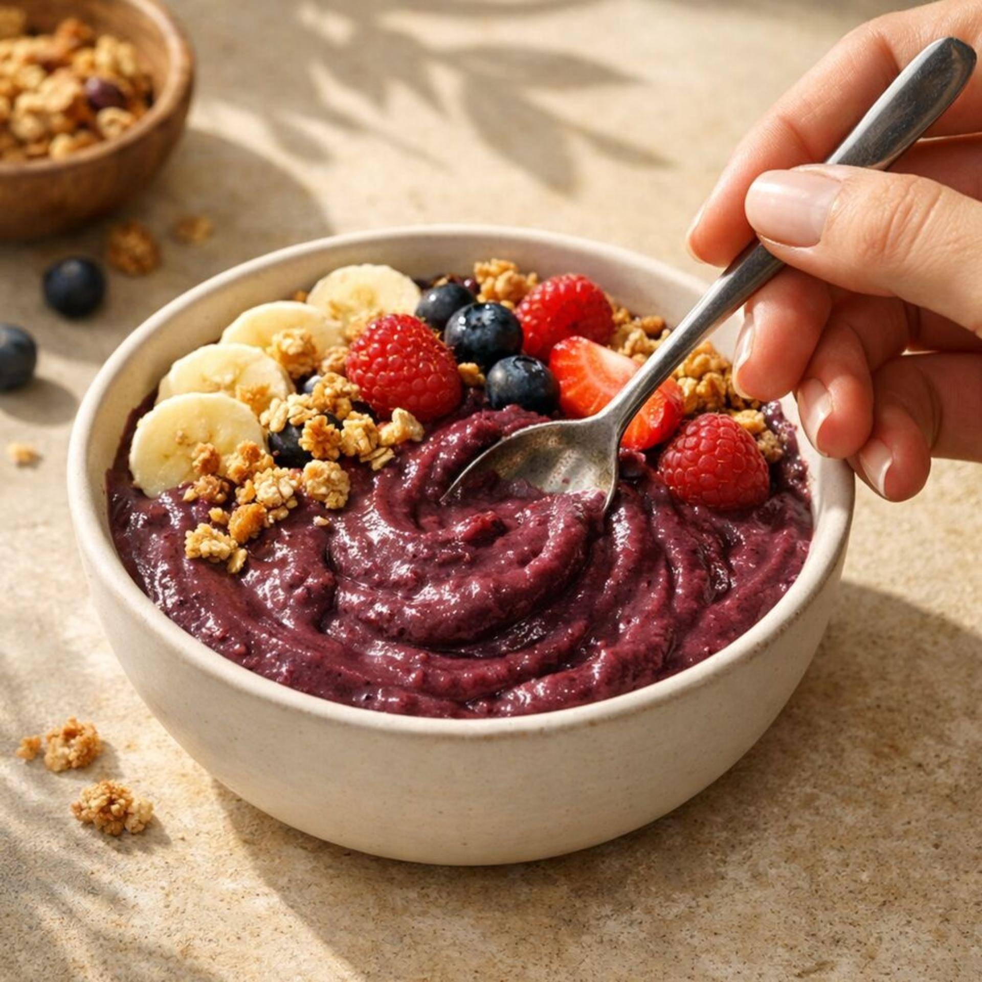 Taça de frozen yogurt de açaí e frutos vermelhos - Receita Freezi | Moulinex