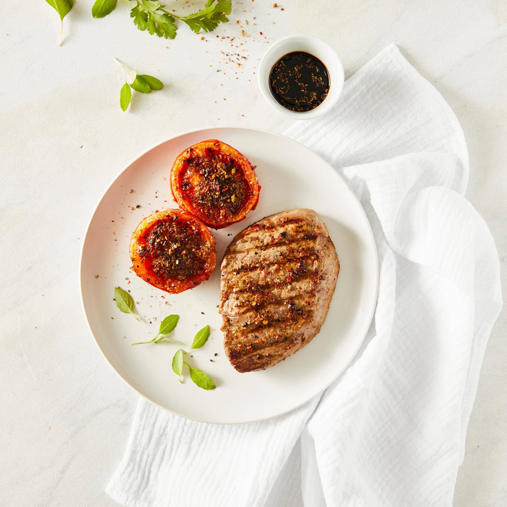 Bife grelhado com tomates assados - Receita Dual EasyFry&Grill | Moulinex